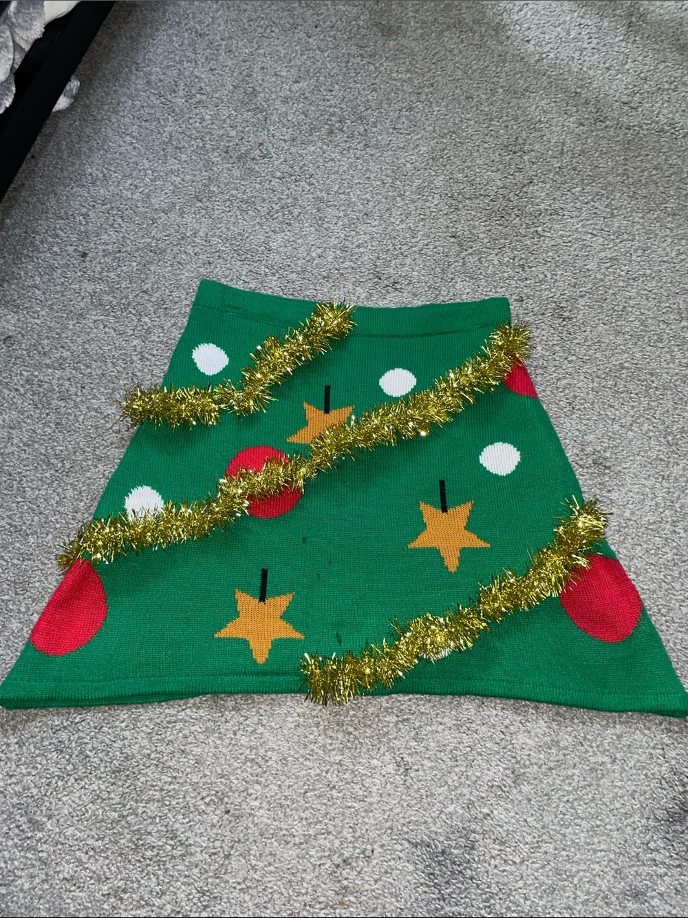 Green Holiday Knit A-Line Skirt